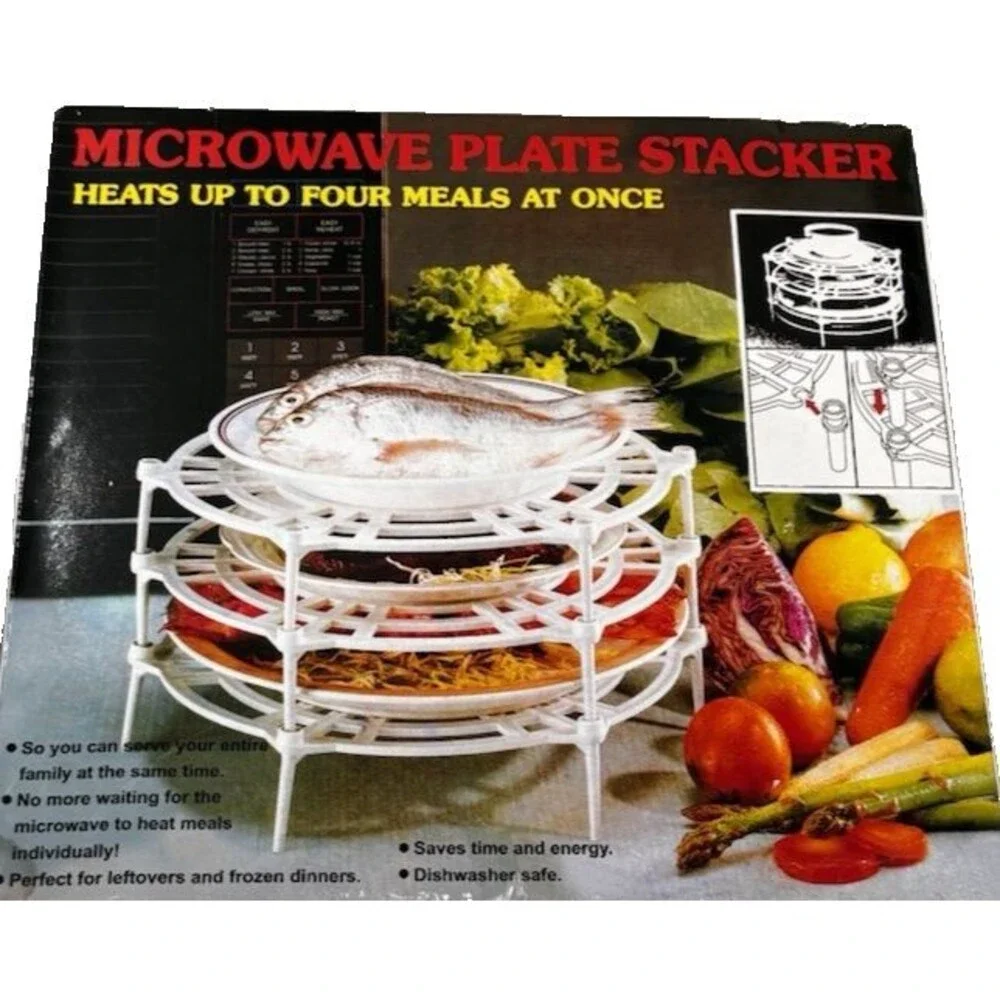 Microwave Plate Stacker Heats Up to 4 Meals At Once